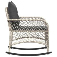 Tuinschommelstoel met kussens poly rattan lichtgrijs - thumbnail