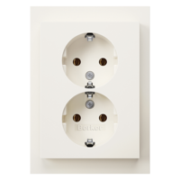 Berker K1 Contactdoos | Inbouw | 2-voudig | Randaarde | Polarwit - 66.021.51 - thumbnail