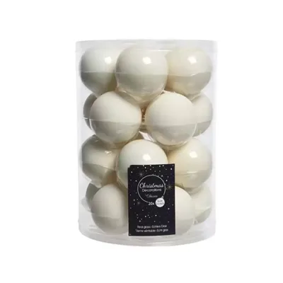 20 Kerstballen glas emaille-mat 60mm wolwit KSD - Ksd
