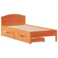 Bedframe zonder matras massief grenenhout wasbruin 75x190 cm - thumbnail