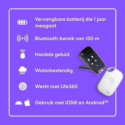 Tile by Life360 Pro (2024) – Krachtige Bluetooth-tracker, sleutelfinder en itemfinder voor sleutels, tassen en meer. Zowel iOS- als Android-compatibel. Telefoonfinder. 2-pack (zwart/wit)