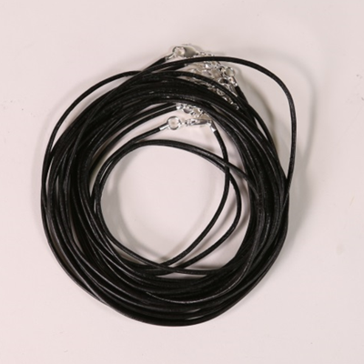 Lederen Halsketting met Karabijnslotje Zwart