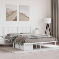 Bedframe met hoofdbord metaal wit 150x200 cm - thumbnail