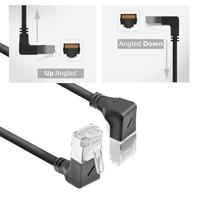 ACT Zwarte 3 meter U/FTP CAT6A LSZH Slimline patchkabel met RJ45 connectoren 90° haaks beneden naar - thumbnail