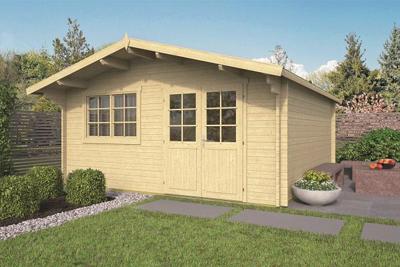 Tuindeco Salamanca blokhut 500x500 cm 34 mm vuren grijs geïmpregneerd
