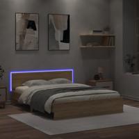 Bedframe met hoofdeinde en LED sonoma eikenkleurig 150x200 cm - thumbnail