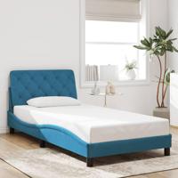 Bedframe met hoofdeinde fluweel blauw 100x200 cm - thumbnail