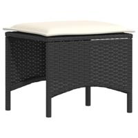 4-delige Tuinbankstel met kussens L-vormig poly rattan zwart - thumbnail