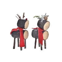 Decoratieve figuren DKD Home Decor Kerstmis Purpurine Rendier Berken (10 x 9 x 23 cm) (2 Stuks) - thumbnail