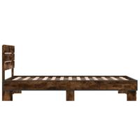 Bedframe bewerkt hout metaal gerookt eikenkleurig 140x200 cm - thumbnail