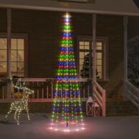 Vlaggenmast kerstboom 310 LED's meerkleurig 300 cm - thumbnail