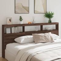 Hoofdbordkast met LED-verlichting 220x17x102 cm bruin eiken - thumbnail