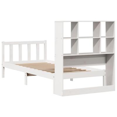 Bed met boekenkast zonder matras grenenhout wit 160x200 cm - thumbnail
