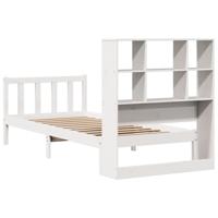 Bed met boekenkast zonder matras grenenhout wit 140x200 cm - thumbnail