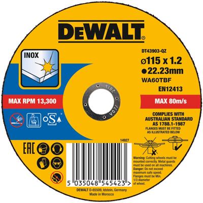 DeWALT DT43903 Doorslijpschijf RVS 115mm