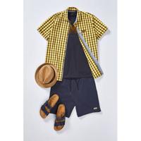 PME Legend geruit slim fit overhemd geel - thumbnail