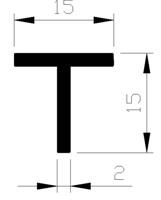 T-profiel alu brute 15x15x2mm (5mtr) - thumbnail