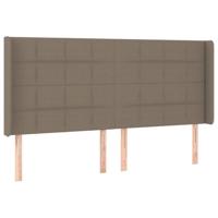 Hoofdbord met randen 203x16x118/128 cm stof taupe - thumbnail