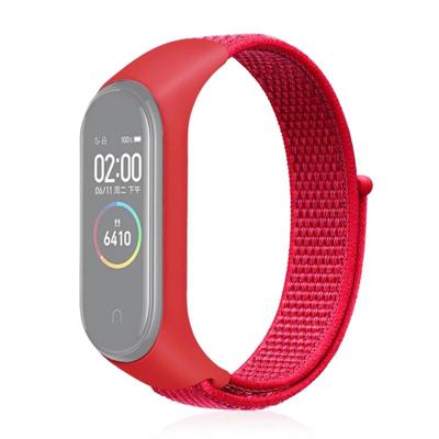 Slimme horloge nylon geweven polsband horloge band voor Xiaomi mi band 3/4 (rood)