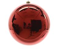 Decoris kerstbal Plastic kerstrood glans 14cm - thumbnail