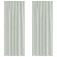 Gordijnen voile met roedezakken 2 st lichtgrijs - thumbnail