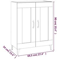 Dressoir 69,5x34x90 cm bewerkt hout gerookt eikenkleurig - thumbnail