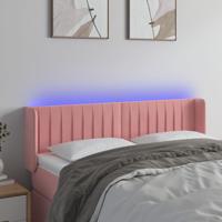Hoofdbord LED 147x16x78/88 cm fluweel roze - thumbnail