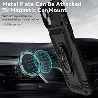 Lunso - Armor backcover hoes met ringhouder - iPhone 14 - Zwart - thumbnail