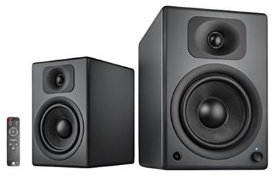 wavemaster TWO PRO stone gray – luidsprekersysteem (110 Watt) met Bluetooth streaming, digitale poorten en IR-afstandsbediening actieve boxen gebruik voor tv/tablet/smartphone, donkergrijs (66352)