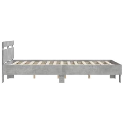Bedframe met hoofdeinde bewerkt hout betongrijs 140x190 cm