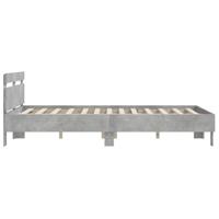 Bedframe met hoofdeinde bewerkt hout betongrijs 140x190 cm - thumbnail