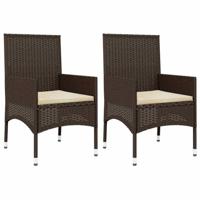 4-delige Loungeset met kussens poly rattan bruin - thumbnail