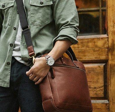 Fossil The Commuter chronograaf bruin lederen horloge FS5402