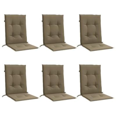 Stoelkussens 6 st lage rug 100x50x4 cm stof gemleerd taupe