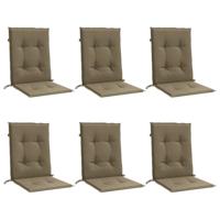 Stoelkussens 6 st lage rug 100x50x4 cm stof gemleerd taupe - thumbnail