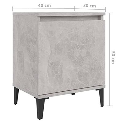 VidaXL Nachtkastjes met metalen poten 40x30x50 cm betongrijs VidaXL Nachtkastjes met metalen poten 40x30x50 cm betongrijs