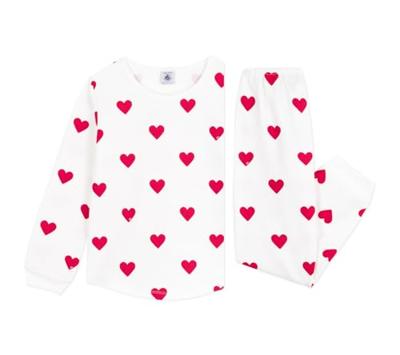 Pyjama voor kinderen met PETIT BATEAU-hartjesprint wit