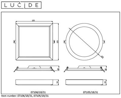 Lucide TENDO-LED - Plafonnière - Ø 22 cm - LED - 1x18W 3000K - Wit