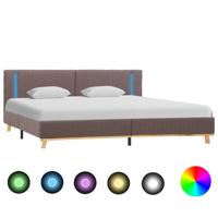 vidaXL Bedframe met LED stof taupe 180x200 cm - thumbnail