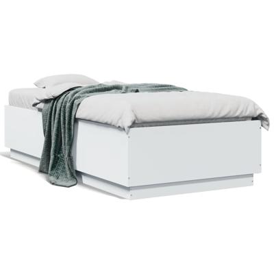 Bedframe met LED-verlichting bewerkt hout wit 150x200 cm