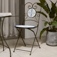 Bistrostoelen 2 st inklapbaar keramiek blauw en wit - thumbnail
