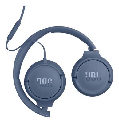 JBL Tune 520C Comfort Fit bedrade on-ear koptelefoon met microfoon, JBL Pure Bass-geluid, EQ-presets, USB-C-connectiviteit, opvouwbaar ontwerp en knoopresistente kabel, blauw