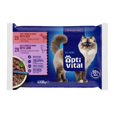 OPTIVITAL Lamb and beef - nat kattenvoer - 4x85g
