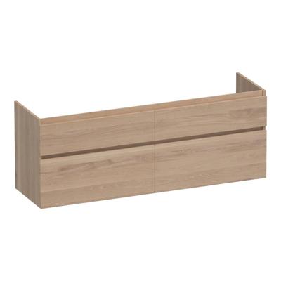 Brauer Delight - Onderkast - 160 cm - met 4 Softclose Lades Greeploos en 2 Sifon Uitsparingen - Lamellen Eiken Naturel