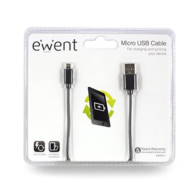 Ewent EW9911 micro USB-kabel USB-A naar micro-USB 1m zwart Ewent EW9911 micro USB-kabel USB-A naar micro-USB 1m zwart