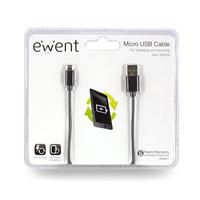 Ewent EW9911 micro USB-kabel USB-A naar micro-USB 1m zwart - thumbnail