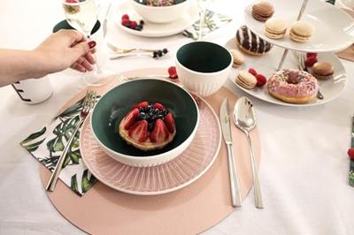 Cookinglife Placemats - Dubbelzijdig - Vegan leer - Grijs / Roze ø 38 cm - 6 Stuks