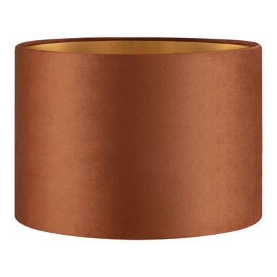 Fluweel - Velvet Lampenkap - Cilinder - Bruin + goud - Luxe stijl - ø30 x 20 cm - E27 fitting - voor tafellampen en Pendellamp - voor woonkamer en eetkamer