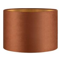 Fluweel - Velvet Lampenkap - Cilinder - Bruin + goud - Luxe stijl - ø30 x 20 cm - E27 fitting - voor tafellampen en Pendellamp - voor woonkamer en eetkamer - thumbnail
