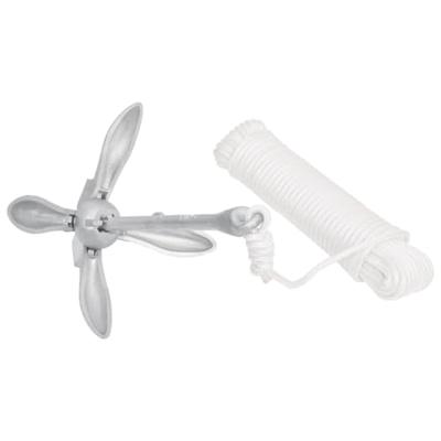 Anker met touw inklapbaar 8 kg smeedijzer zilverkleurig Anker met touw inklapbaar 8 kg smeedijzer zilverkleurig